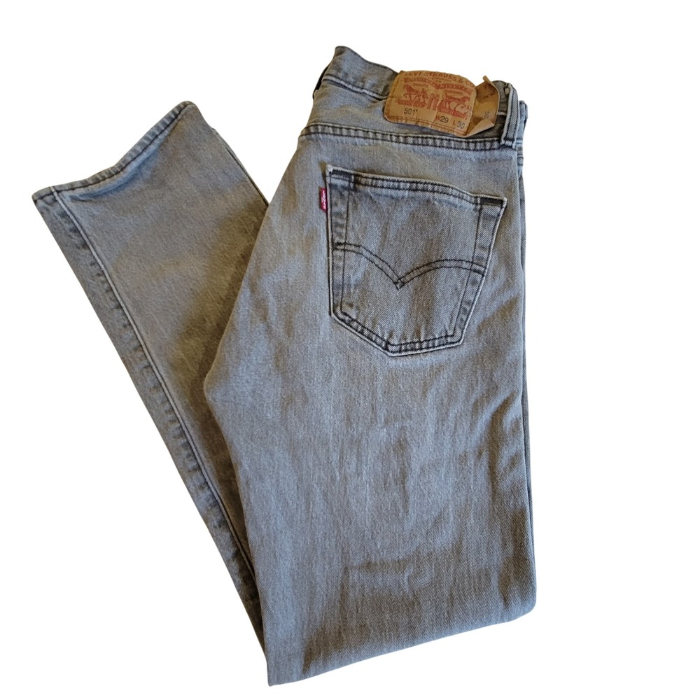 Levi's 501 Original Fit Jeans Mens 29x30 Grey Straight Leg Button Fly Denim